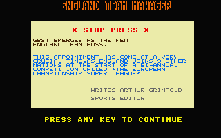 Screenshot England Team Manager