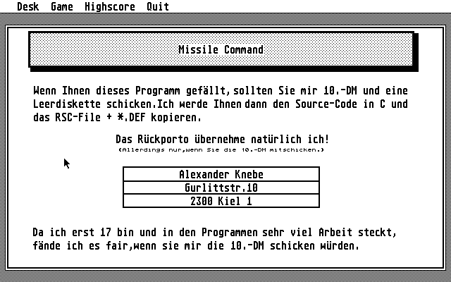 Screenshot Missile Command