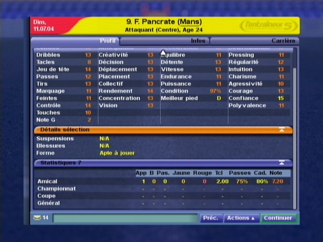 Screenshot L'Entraîneur 5 : Saison 04-05