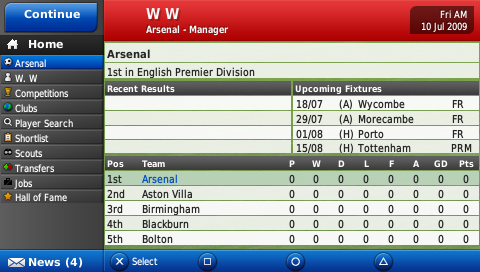 Screenshot Football Manager Handheld 2010