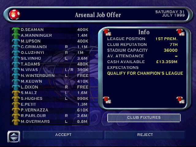 Screenshot Player Manager 2000