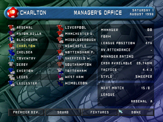 Screenshot Player Manager Ninety Nine